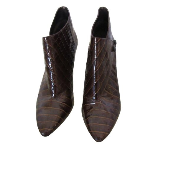Great Pair of Via Spiga Lydia Croc Print Leather Booties w High Heel SZ 8 1/2 B - Picture 6 of 7